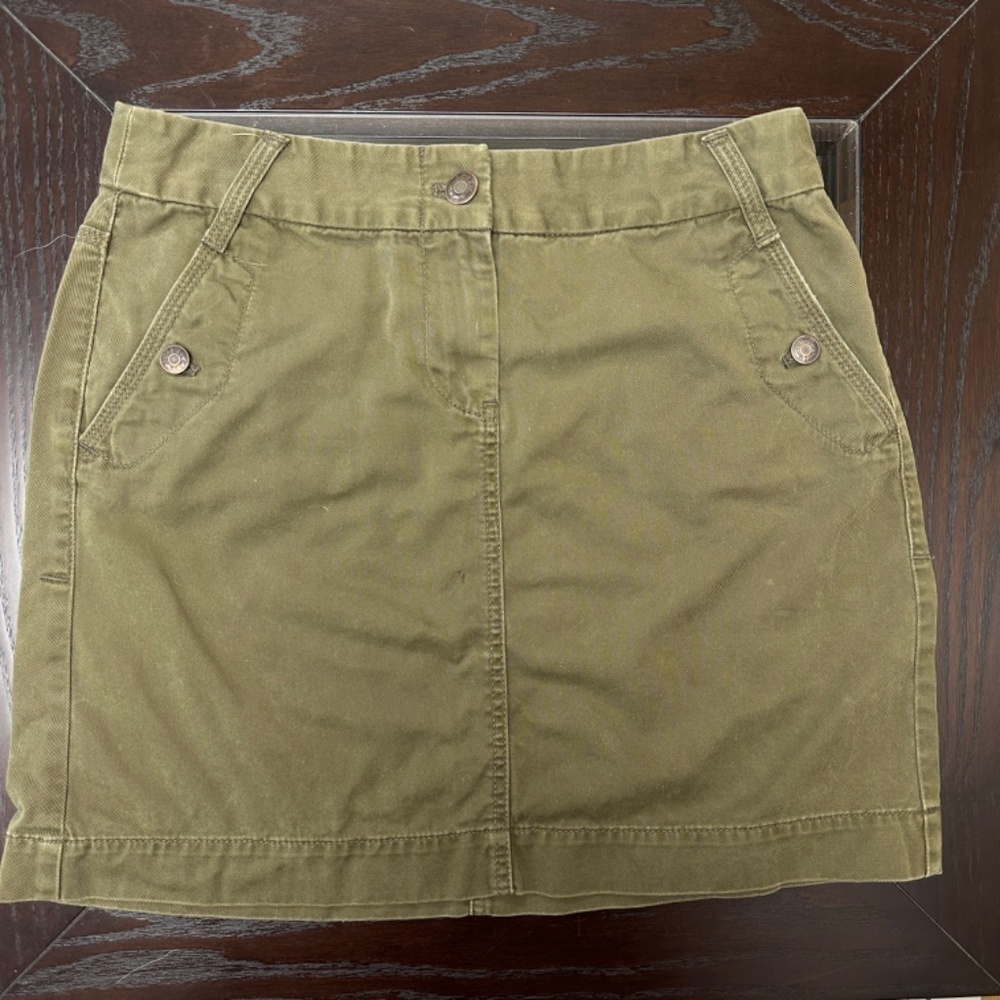 *J. CREW* Olive Green Classic Twill Chino Skirt Size 4